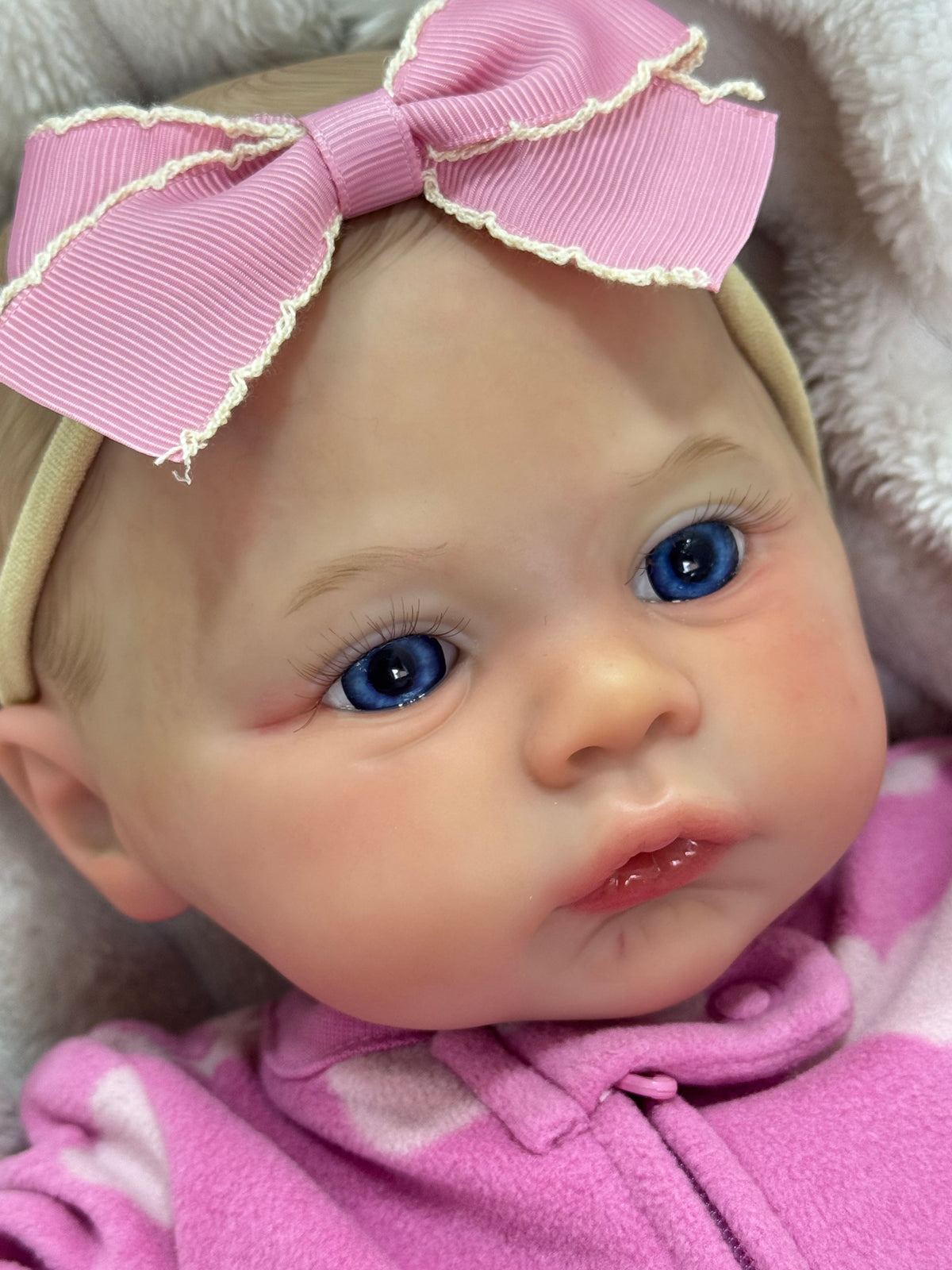 REALISTIC REBORN BABY GIRL DOLL 18- BLUE EYES - HAND PAINTED HAIR - VINYL (Copy)