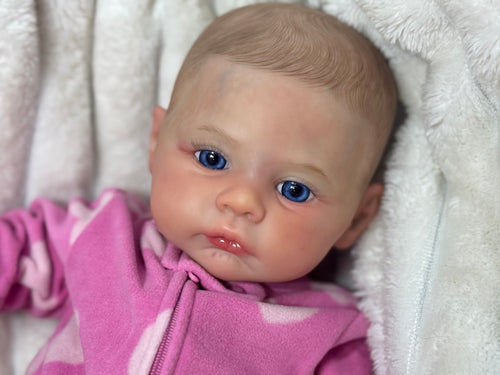 REALISTIC REBORN BABY GIRL DOLL 18- BLUE EYES - HAND PAINTED HAIR - VINYL (Copy)