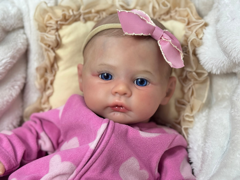 REALISTIC REBORN BABY GIRL DOLL 18- BLUE EYES - HAND PAINTED HAIR - VINYL (Copy)