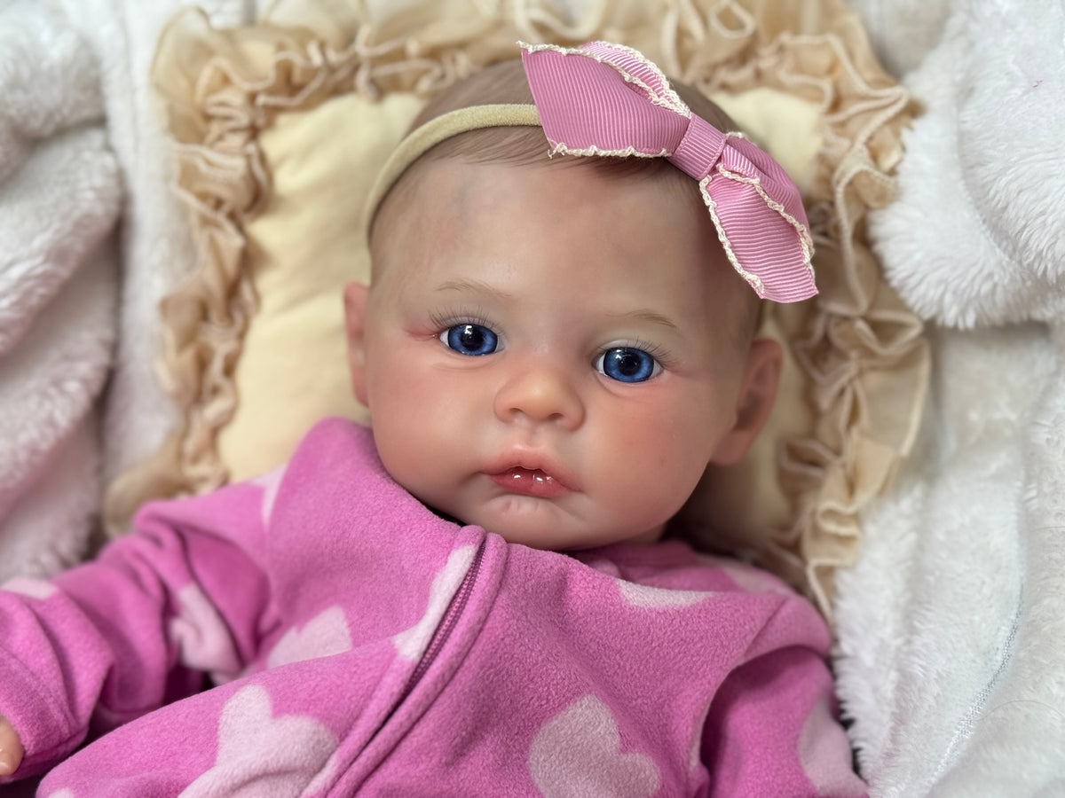 REALISTIC REBORN BABY GIRL DOLL 18- BLUE EYES - HAND PAINTED HAIR - VINYL (Copy)