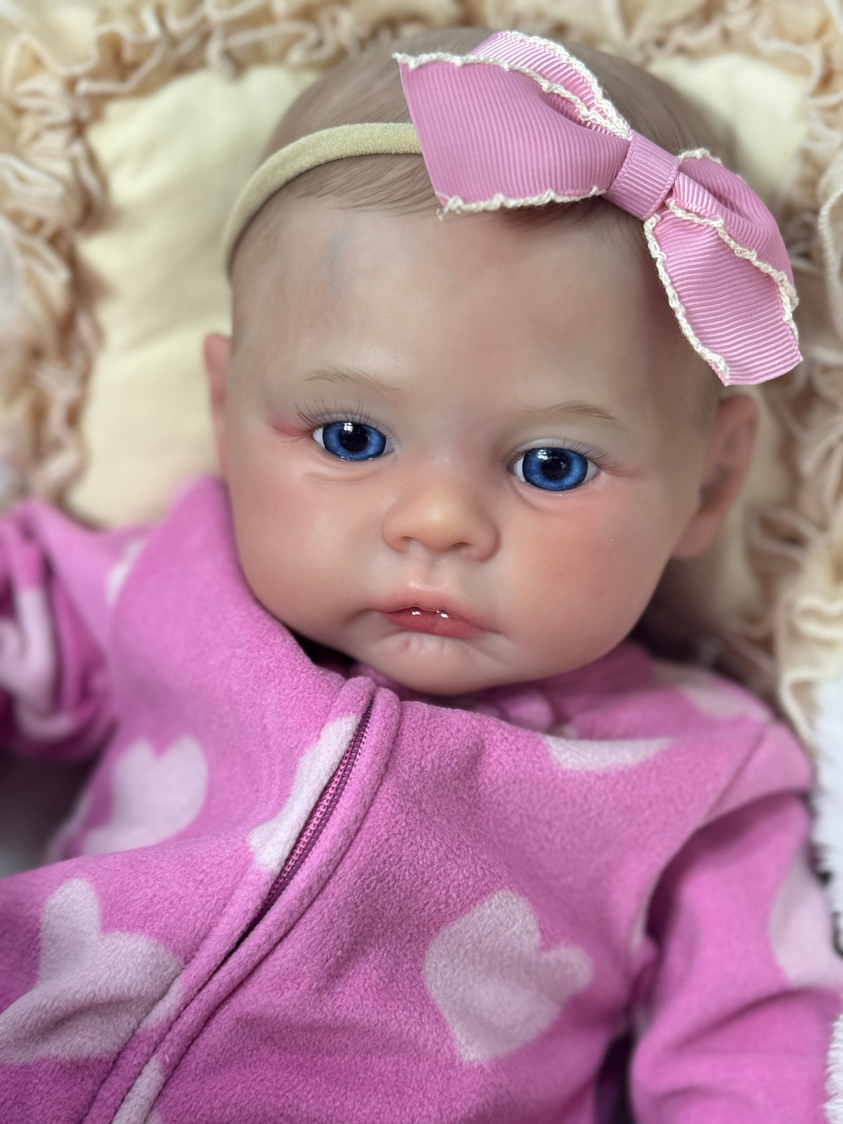 REALISTIC REBORN BABY GIRL DOLL 18- BLUE EYES - HAND PAINTED HAIR - VINYL (Copy)